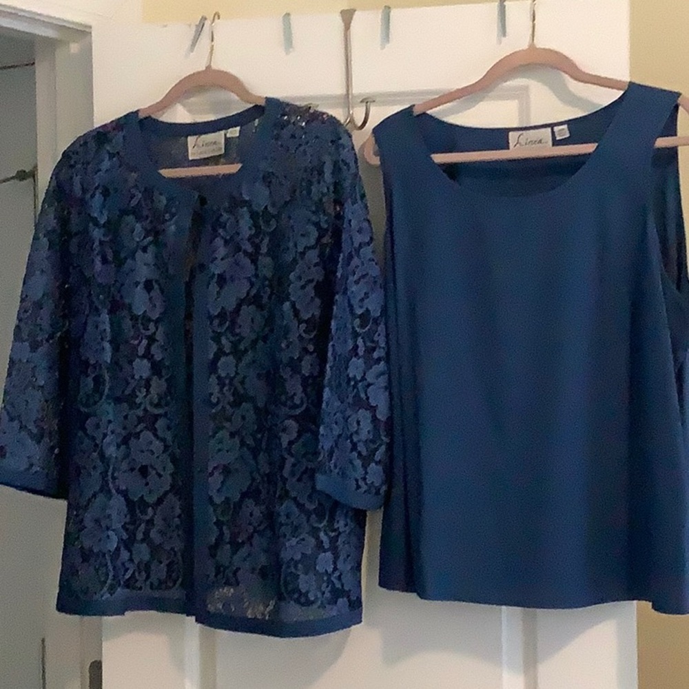 Linea Blue Lace Women's Top Set